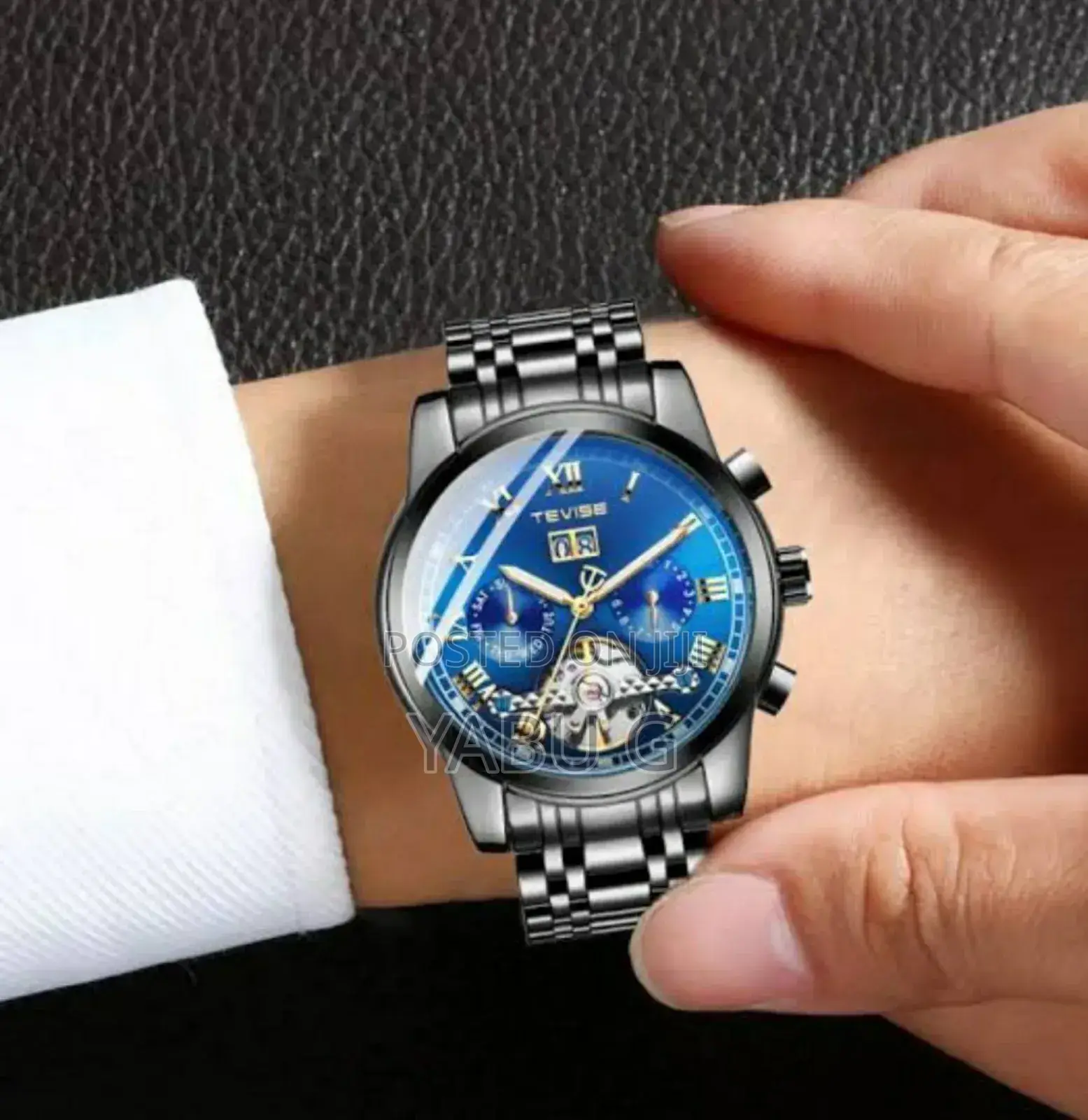Tevise Automatic Mechanical Skeleton Wrist Watch Steel Watch