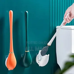 Wall-Mounted Toilet Cleaning Brush With Brush Holder