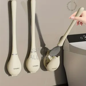 Wall-Mounted Toilet Cleaning Brush With Brush Holder