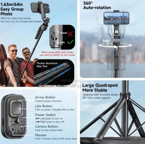 Gimbal Stabilizer Ai Face Tracking Tripod Selfie Stick 
Max 1.63m