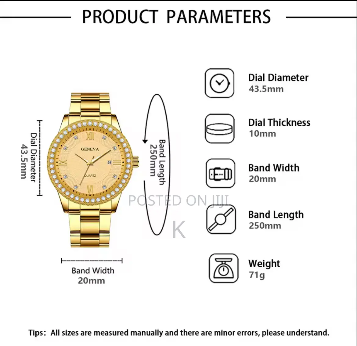 Roman Diamond Scale Geneva Watch