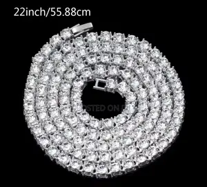 Shiny Crystal Chain Necklace Silver