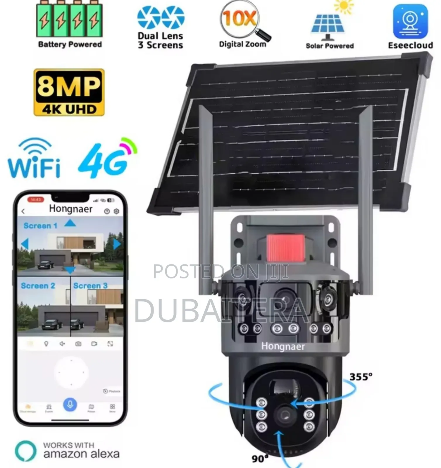 Ai 8mp 2 Lenses Wireless 5g Sim Card Solar PTZ CCTV Camera