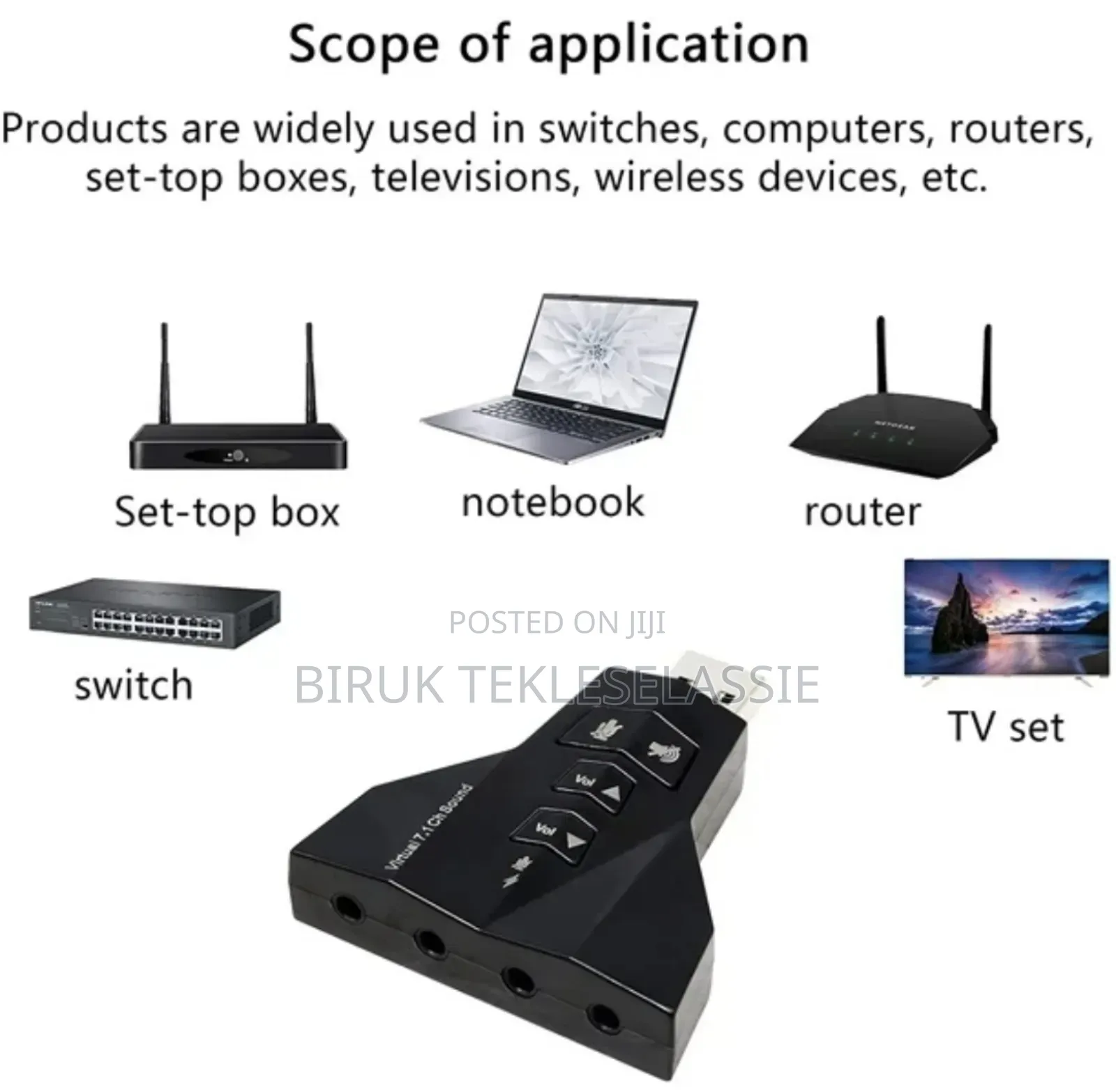 Usb to 3.5mm External Sound Card Adapter 
Virtual 7.1