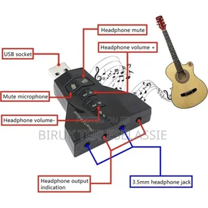 Usb to 3.5mm External Sound Card Adapter 
Virtual 7.1
