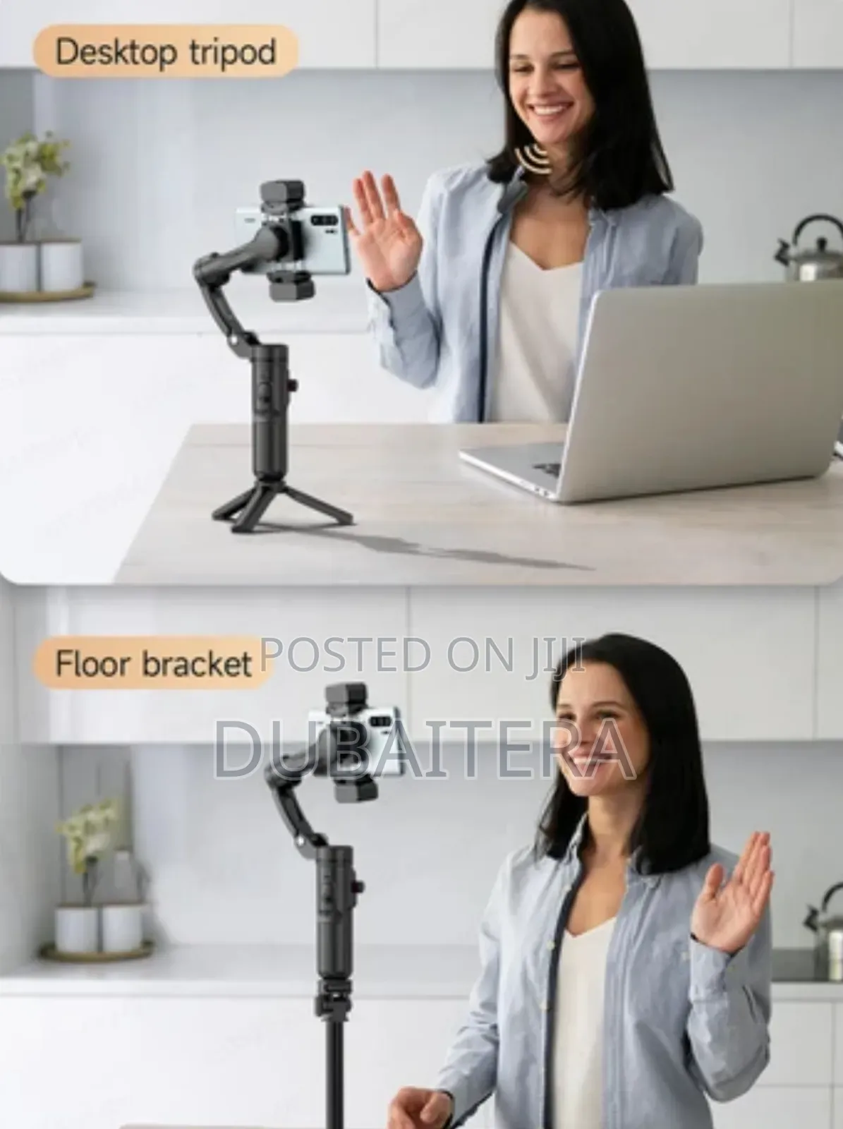 Ai Stabilzation ያለው 3 Axis Gimbal የራሱ የሆነ Radio Microphone ያለው የሚነቀል