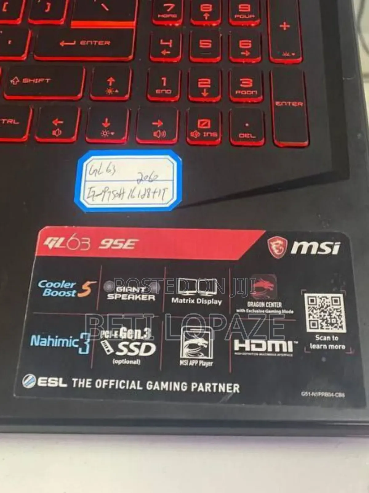 New Laptop MSI MSI Sword 15 16GB Intel Core I7 SSD 512GB