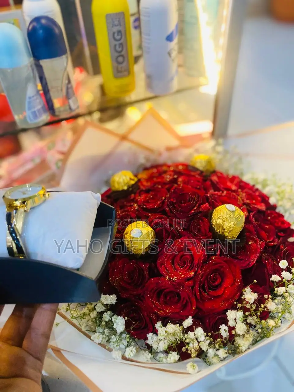 Brand Watch With Bouquet Gift