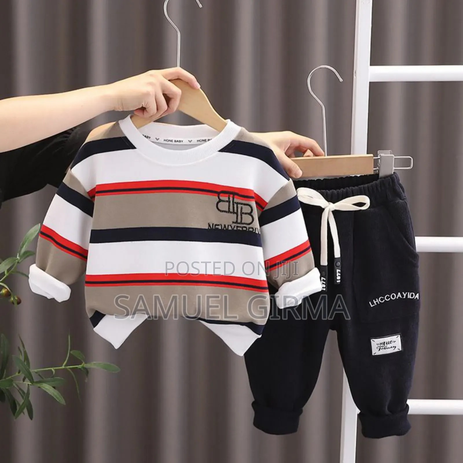 Mk- 0611 Stripped Sweater and Cardigan Pant Set Size: 1-5 Years