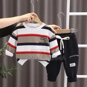 Mk- 0611 Stripped Sweater and Cardigan Pant Set Size: 1-5 Years