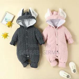 Photo - Mk- 0613 Unisex Winter Rabbit Ear Romper Size: 0-18 Month Size