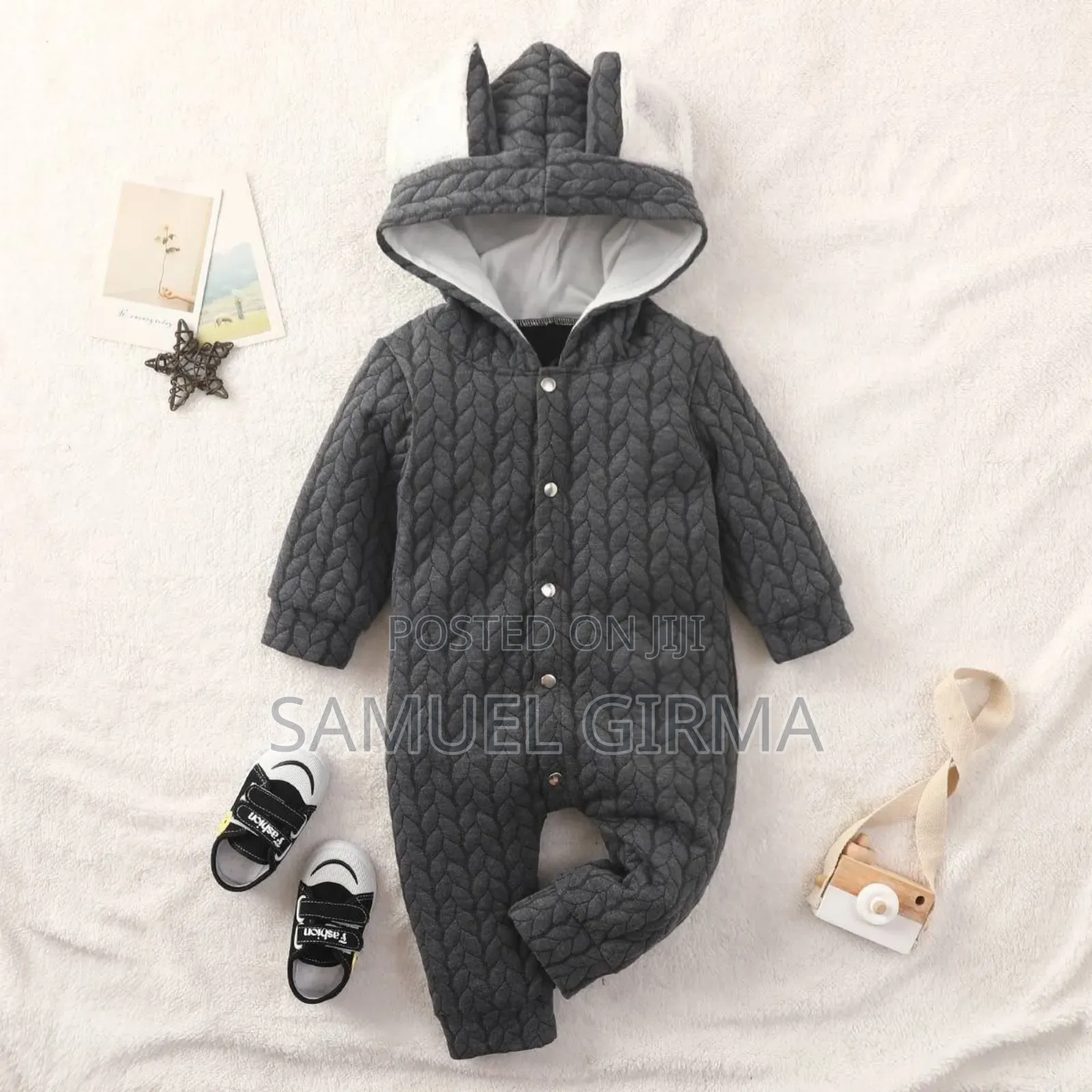 Mk- 0613 Unisex Winter Rabbit Ear Romper Size: 0-18 Month Size