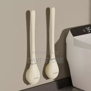 Wall-Mounted Toilet Cleaning Brush With Brush Holder