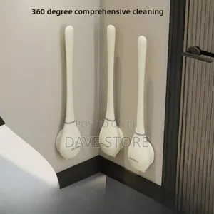 Wall-Mounted Toilet Cleaning Brush With Brush Holder