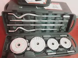 Meet Your All-in-One 55 Kg Set Dumbbells, Curl Bar, Space Saving.