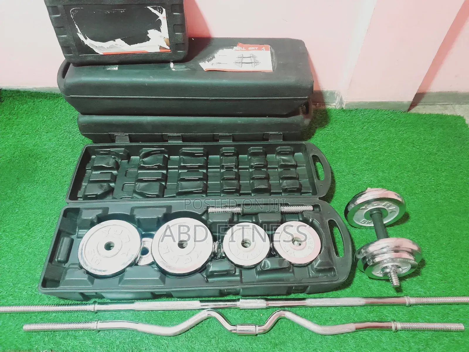 Dumbbell and Barbells Set ዳምፕል እና ባርቤል ሁሉንም በአንድ ፓኬጅ Adjustable