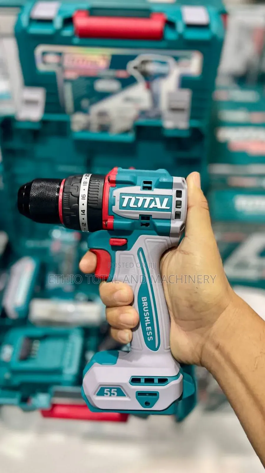 Original Total Chargeable Drill 20 Volt 55 Nm ቶታል ቻርጀር ድሪል Brushless