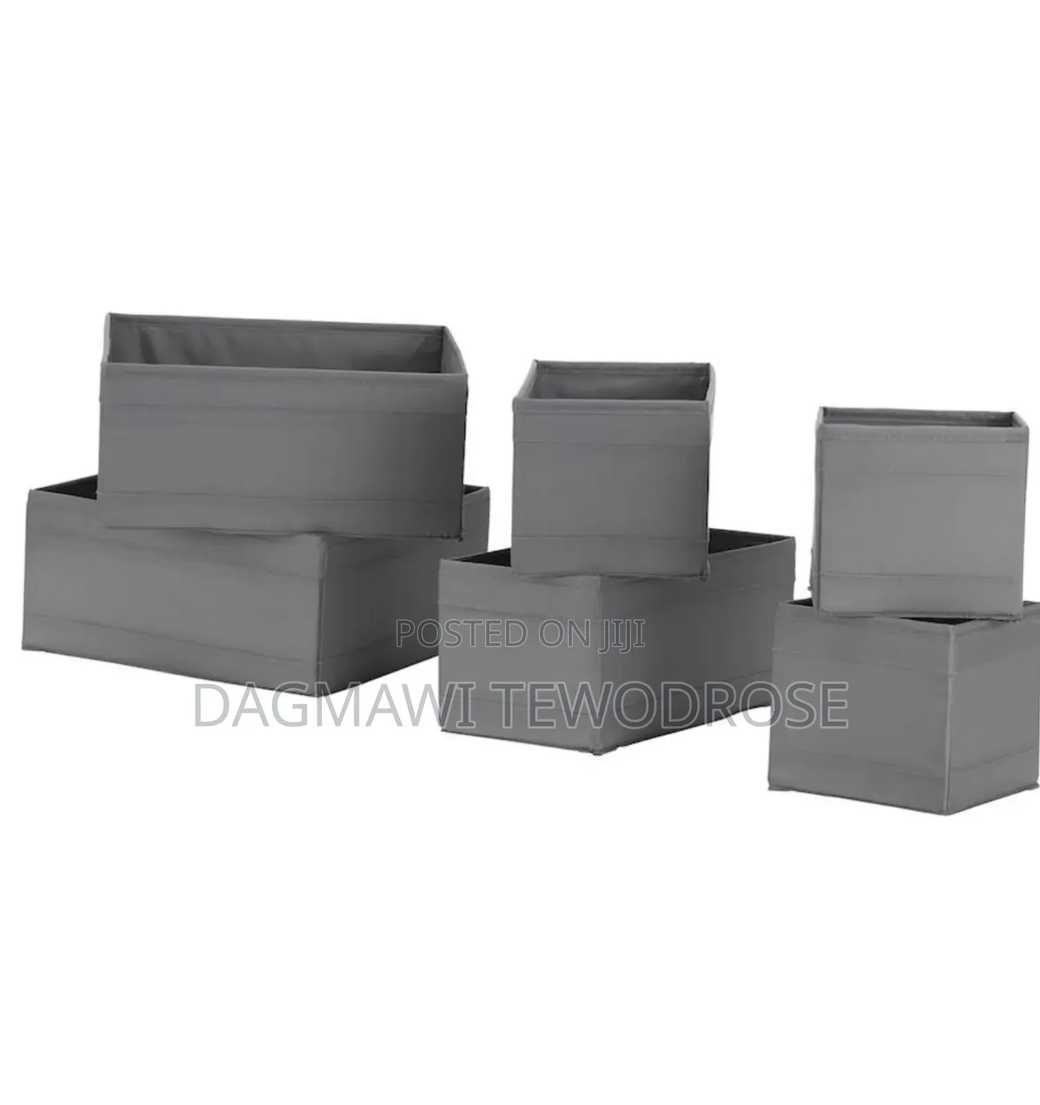Ikea Organizer Box, Set of 6, Dark Grey