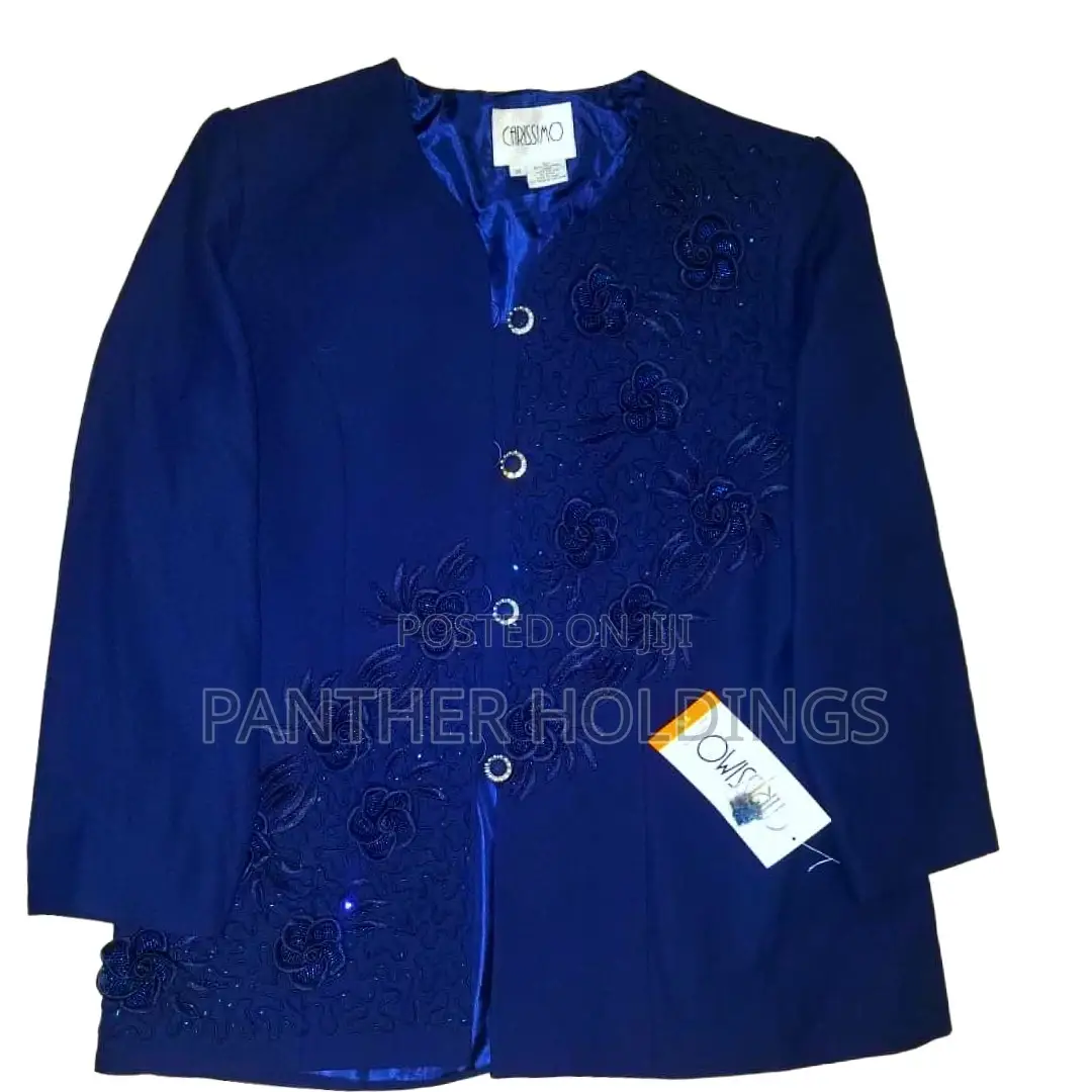 Carissimo Dark Blue Dinner Blazer Floral Set Pantsuit