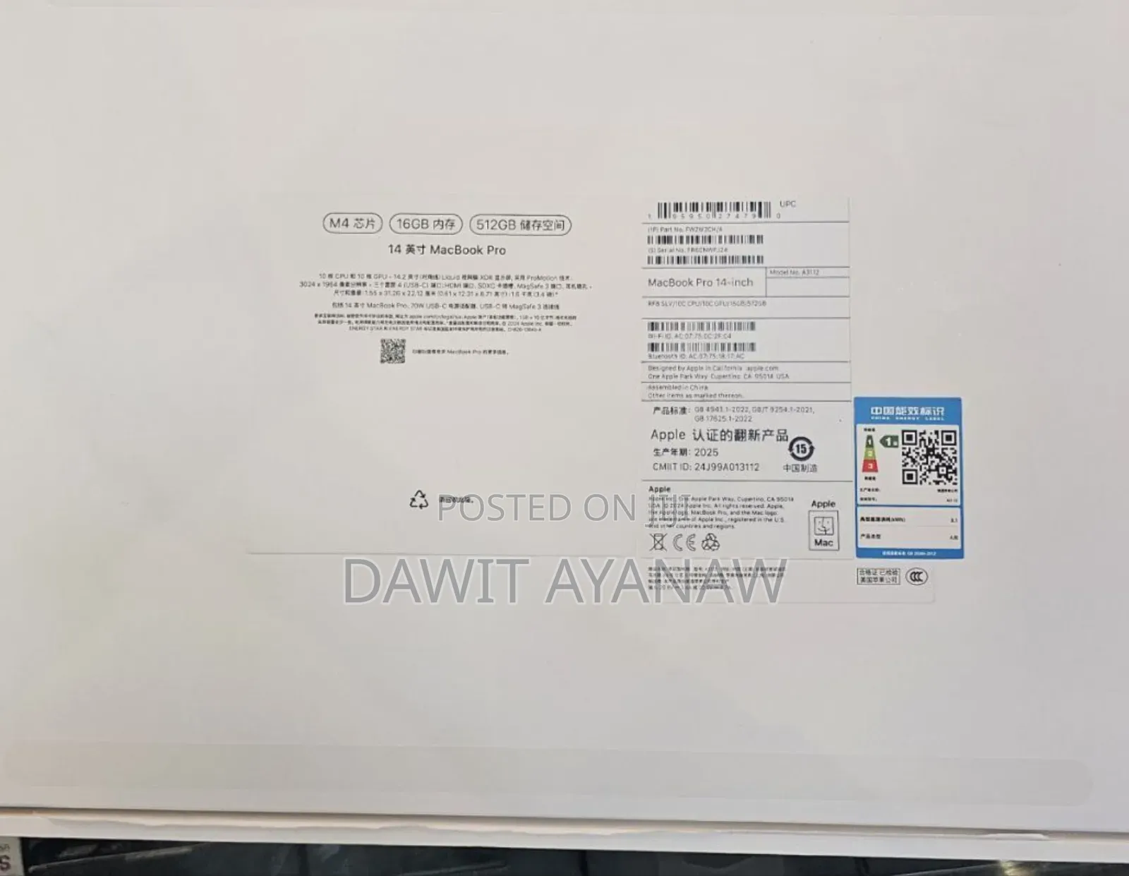 New Apple MacBook Pro 2024 M4 14-inch 16GB Intel Core i5 SSD 512GB