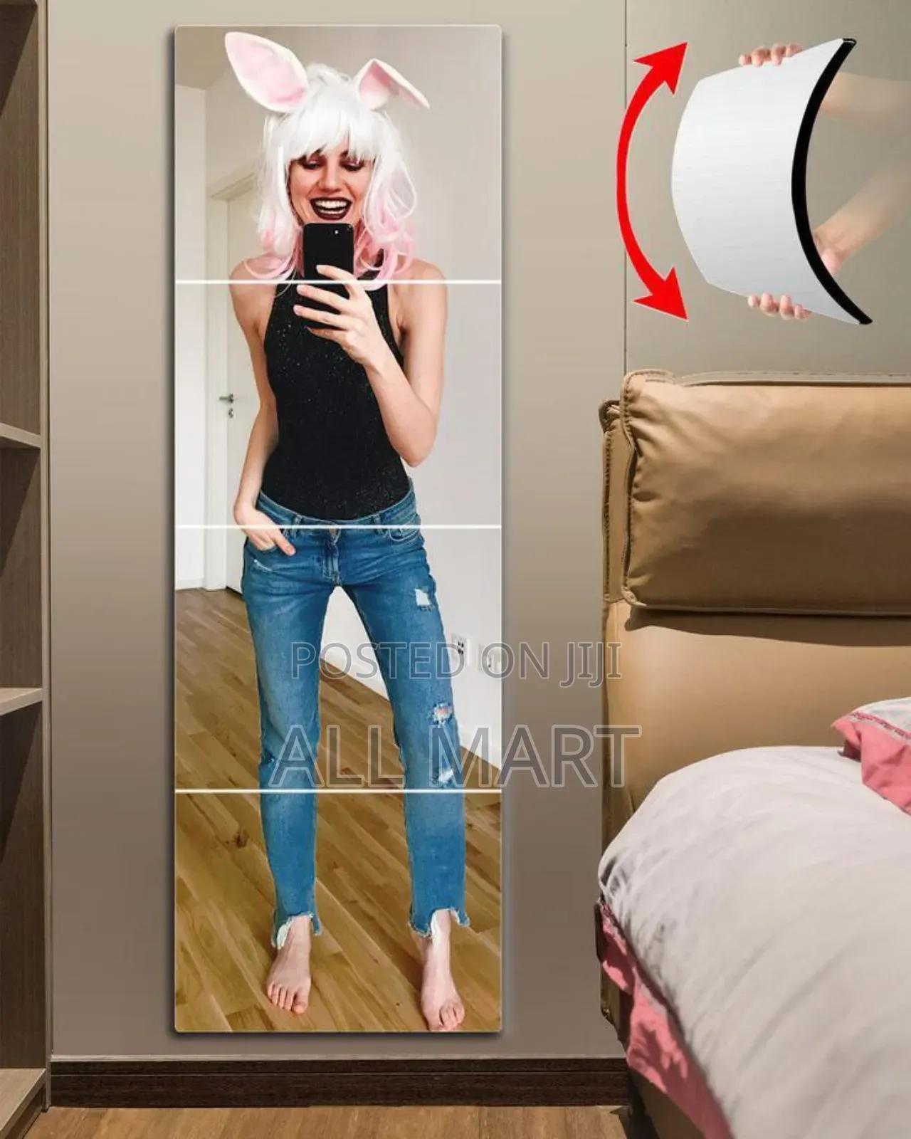 Rectangular Self Adhesive Decorative Sticker Mirror