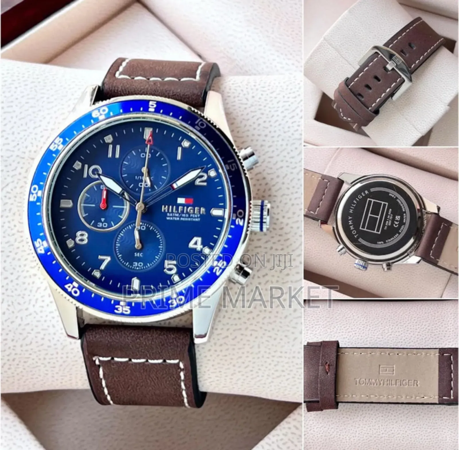 Tommy Hilfiger Blue Silver Brown Leather Watch