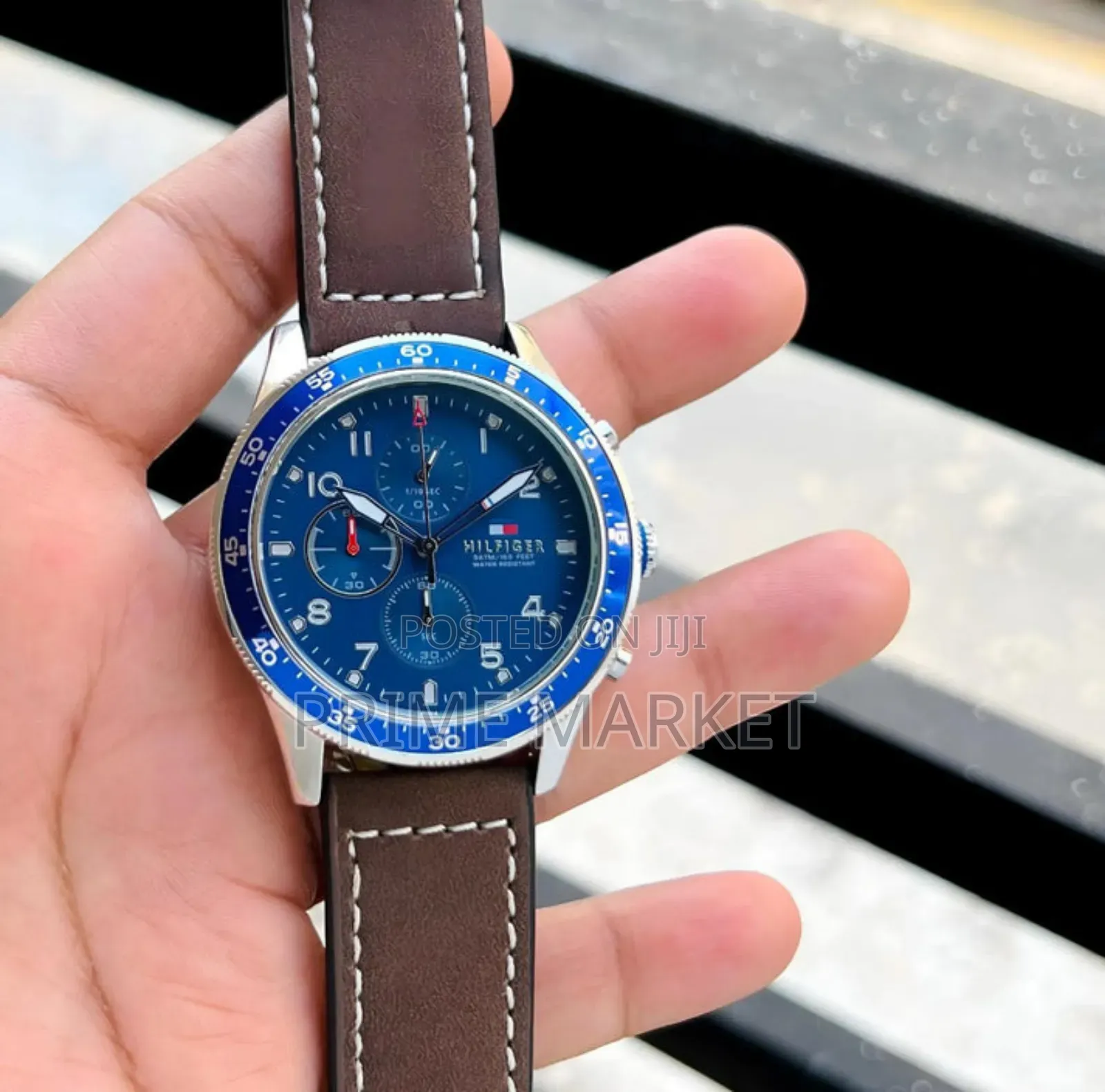 Tommy Hilfiger Blue Silver Brown Leather Watch
