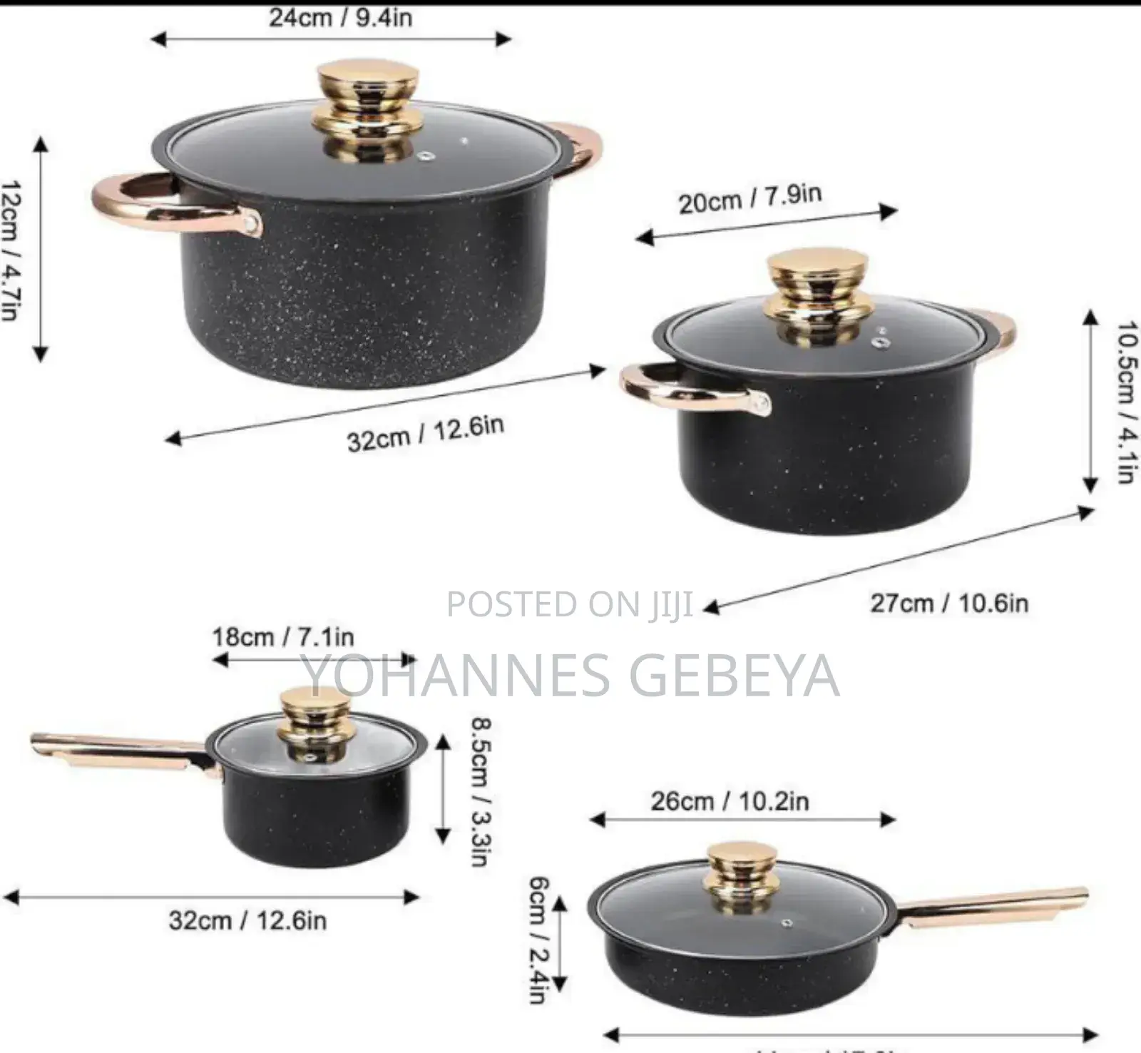 2 ድስቶች + 1 ወጥ ማቅረቢያ + 1 መጥበሻ