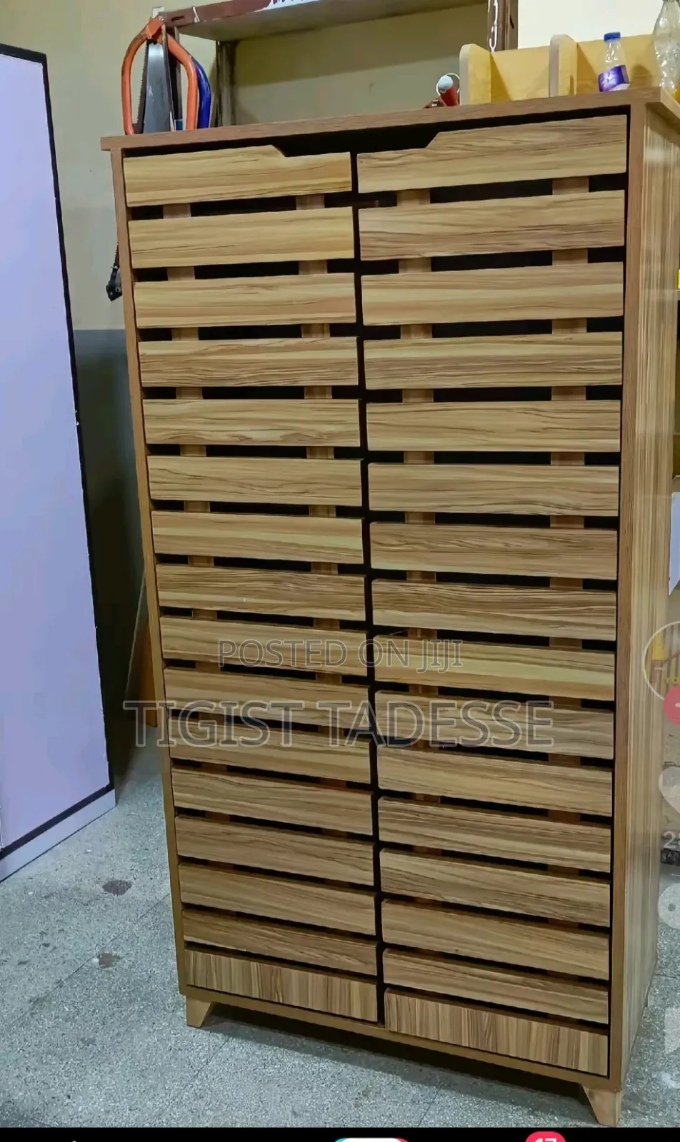 ጫማ መደርደርያ በላምኔት ወደ ጎን 4 ጥንድ ጫማ የሚይዝ ቁመት 180ሳ.ሜ