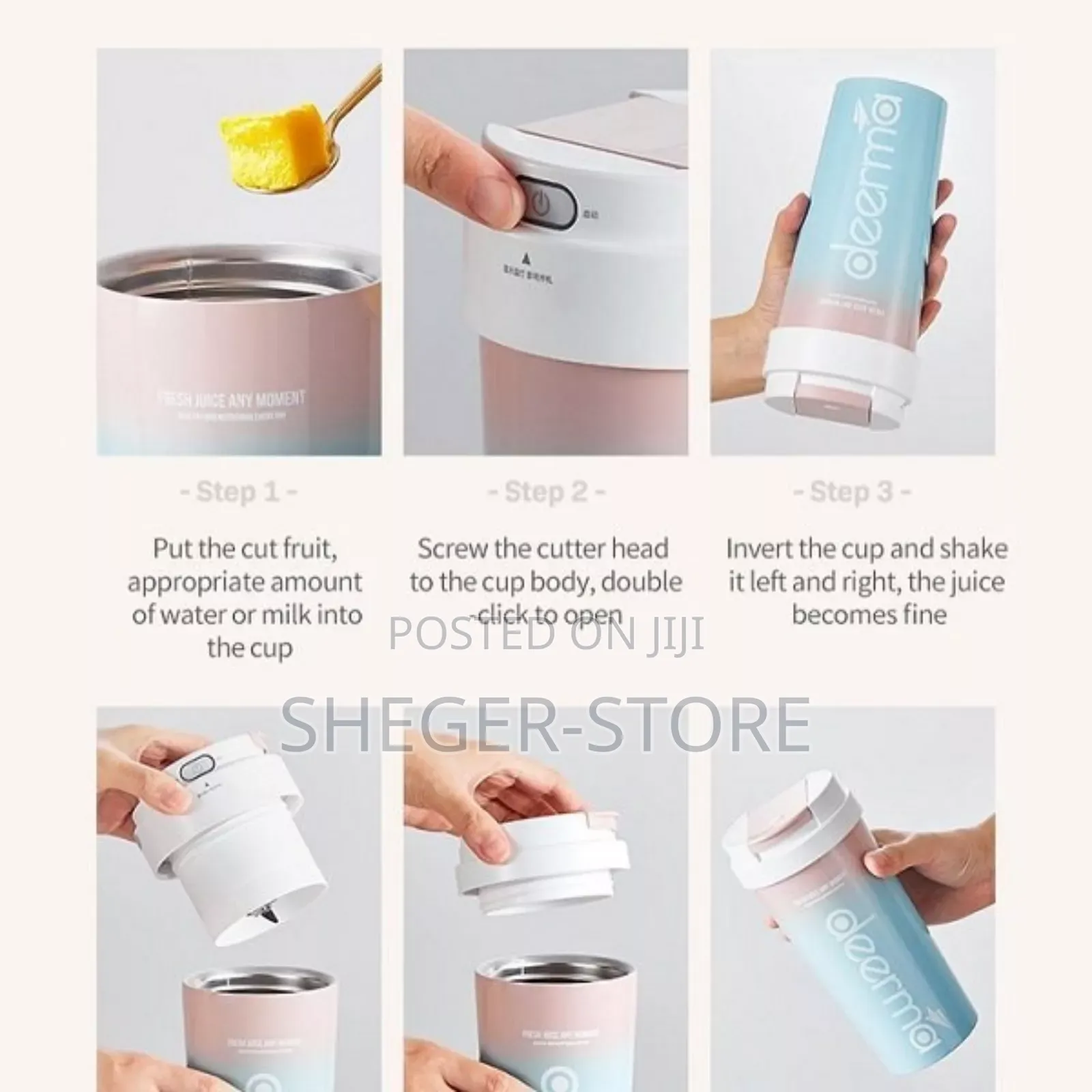 Deerma Nu90 Portable 2 in 1 Cordless Juicer (Delivery Free)