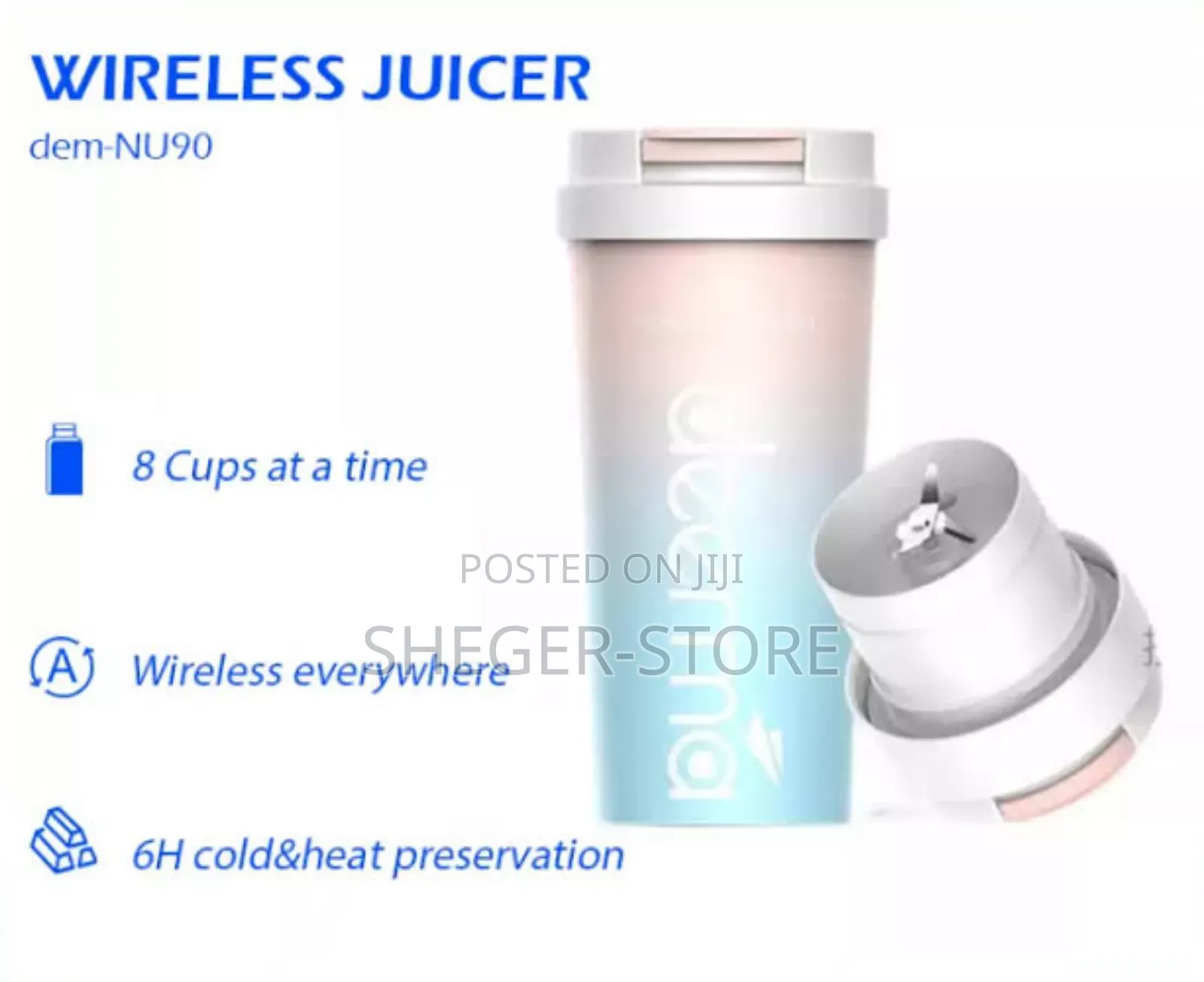 Deerma Nu90 Portable 2 in 1 Cordless Juicer (Delivery Free)