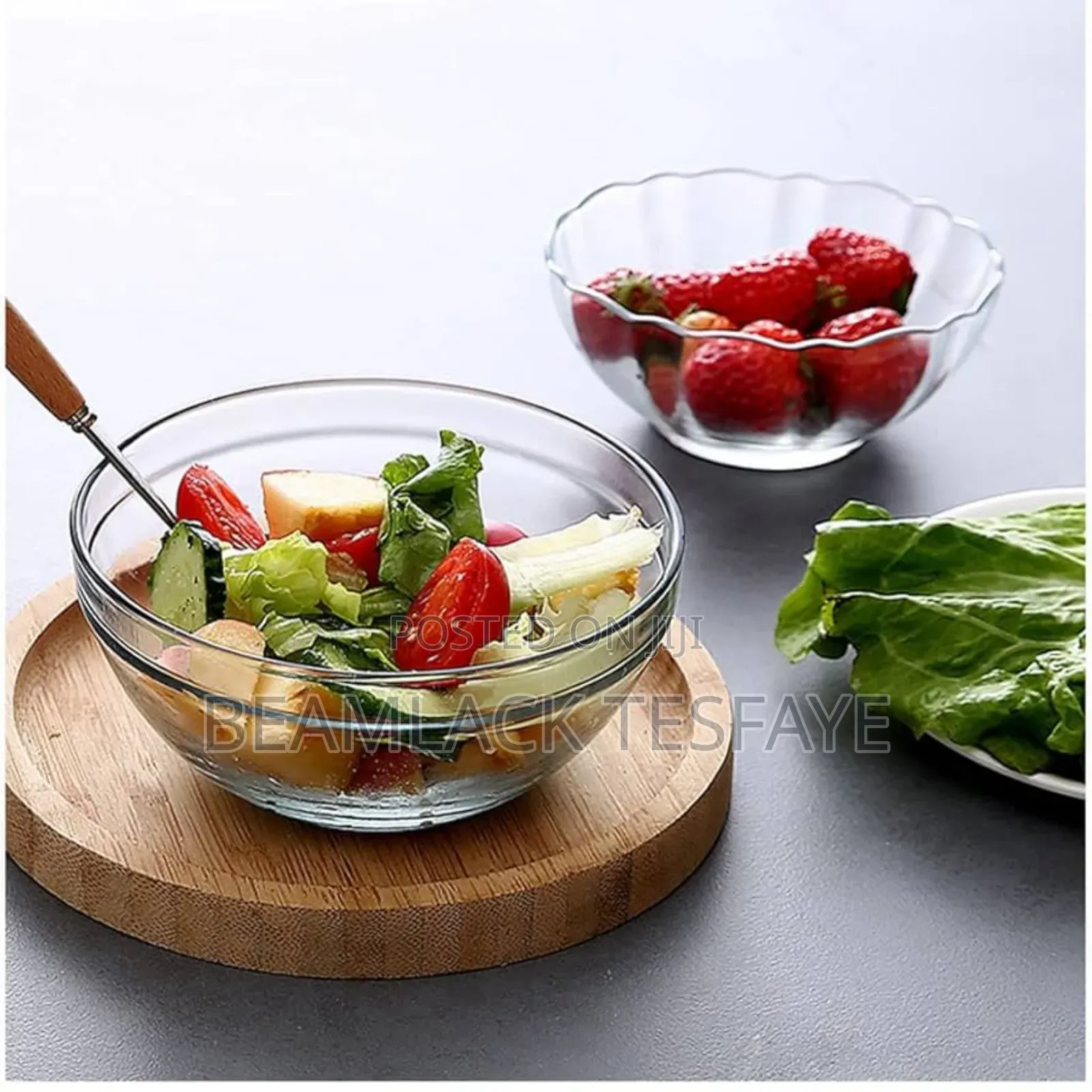 Transparent Glass Salad Bowl