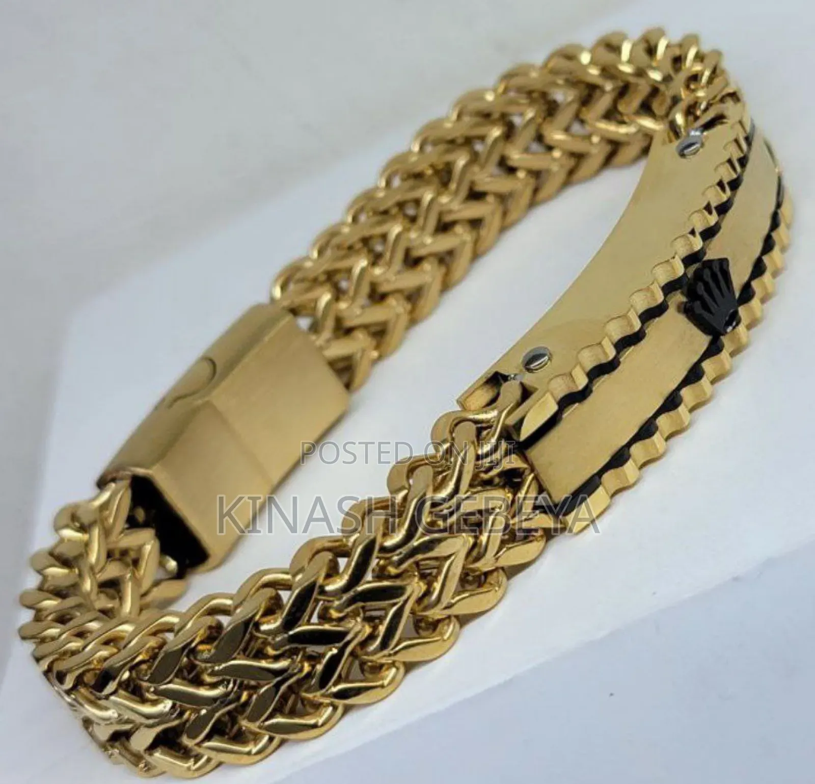 Rolex Mens Stainless Steel Gold Braclet