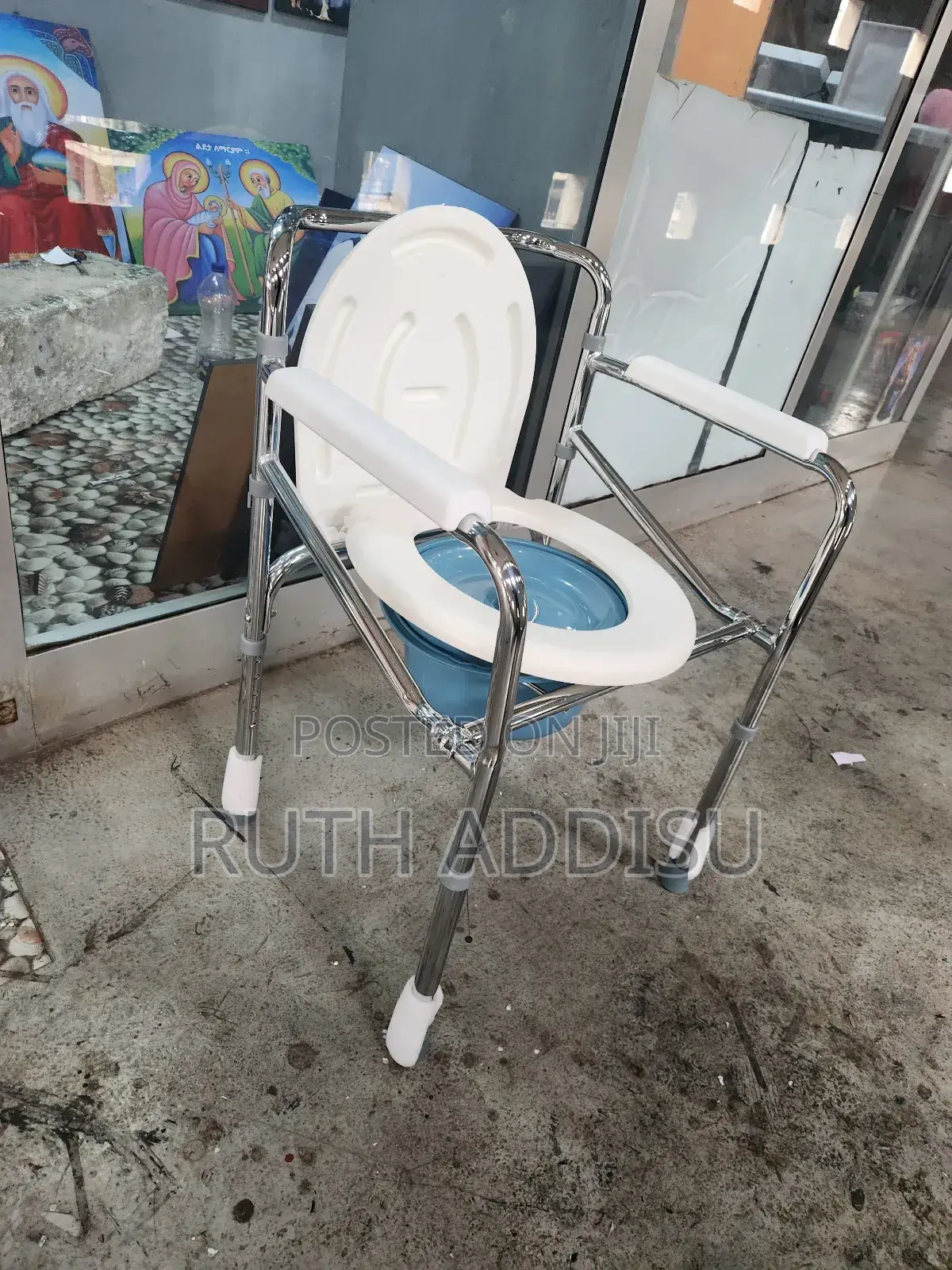 Commode Chair煞車toilet Chair療程medical Bed Side Toilet Pan朱紅commode Chai