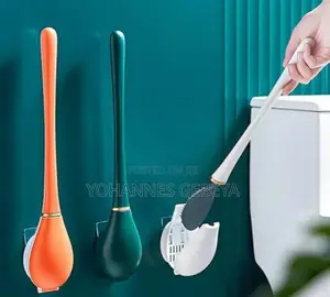Wall-Mounted Toilet Cleaning Brush With Brush Holder
