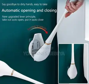 Wall-Mounted Toilet Cleaning Brush With Brush Holder