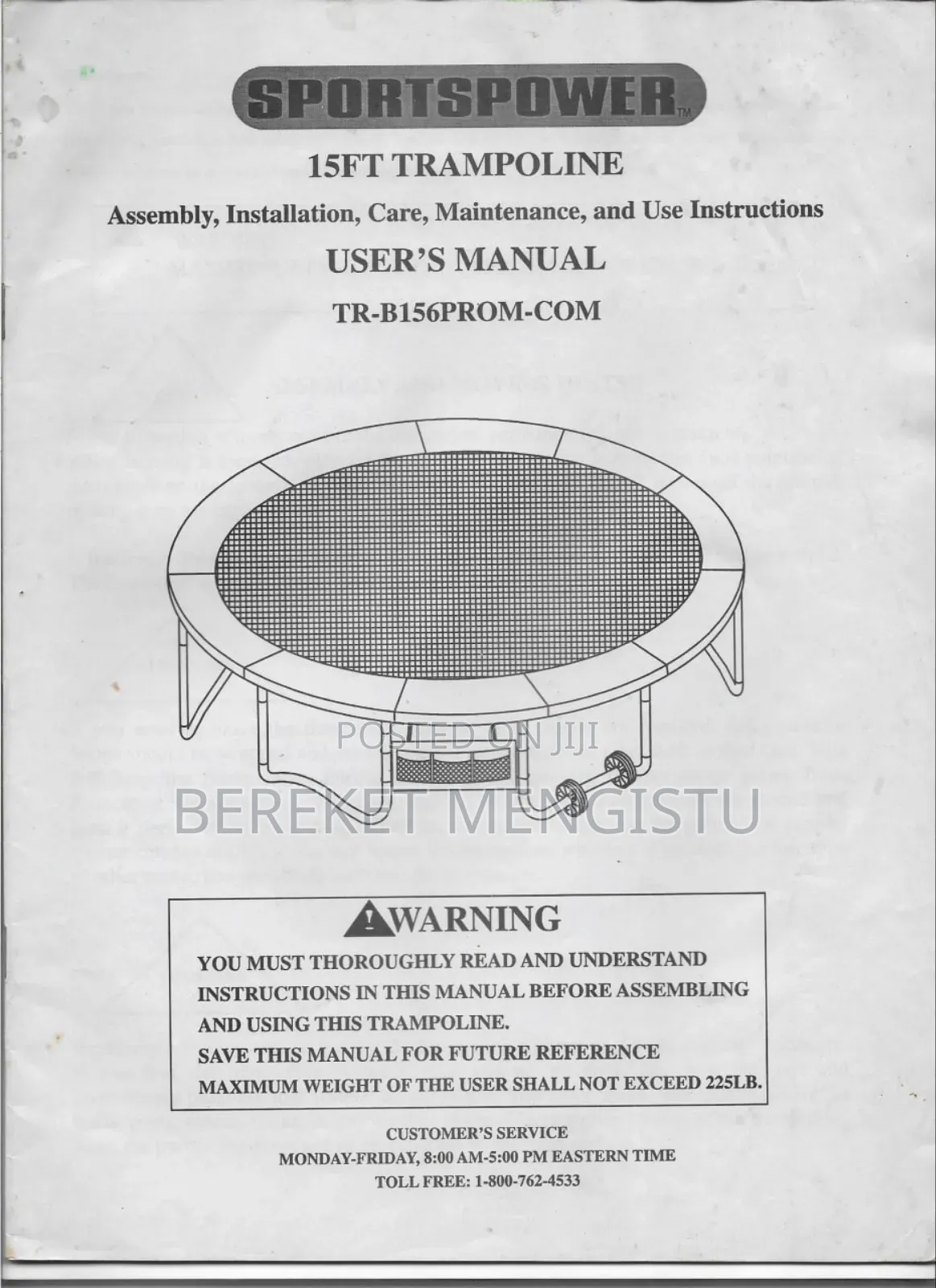 Trampoline 15ft Made in Usa With Full Accessories