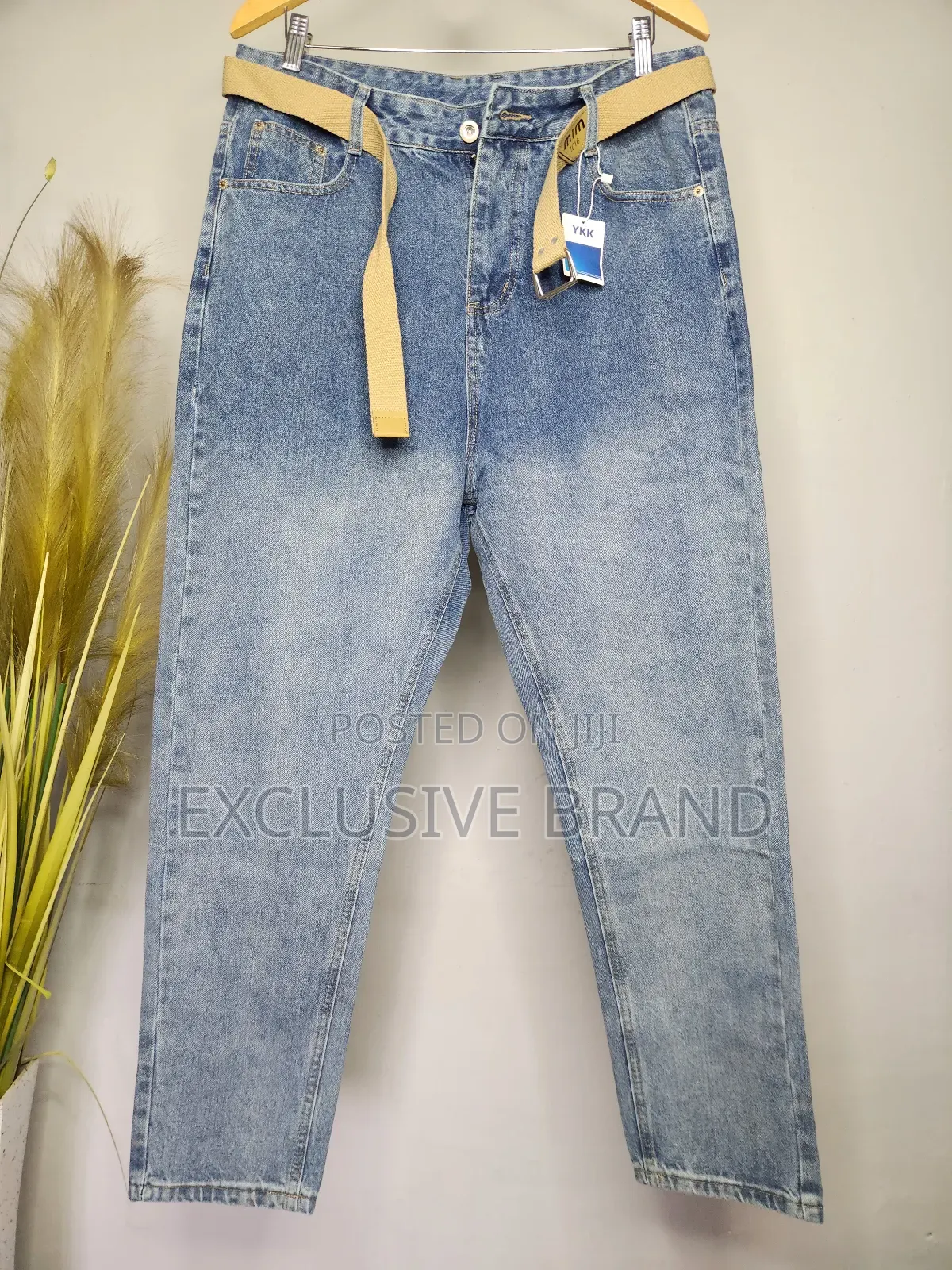 Vintage Wash Straight-Leg Jeans With Canvas Belt