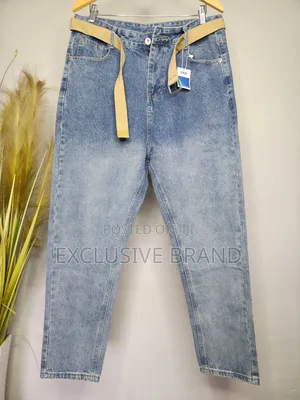 Photo - Vintage Wash Straight-Leg Jeans With Canvas Belt