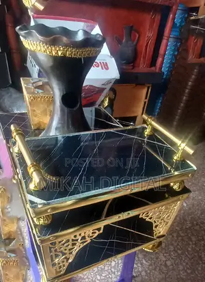 Golden Black Open Side Rekebot | ወርቃማ ረከቦት