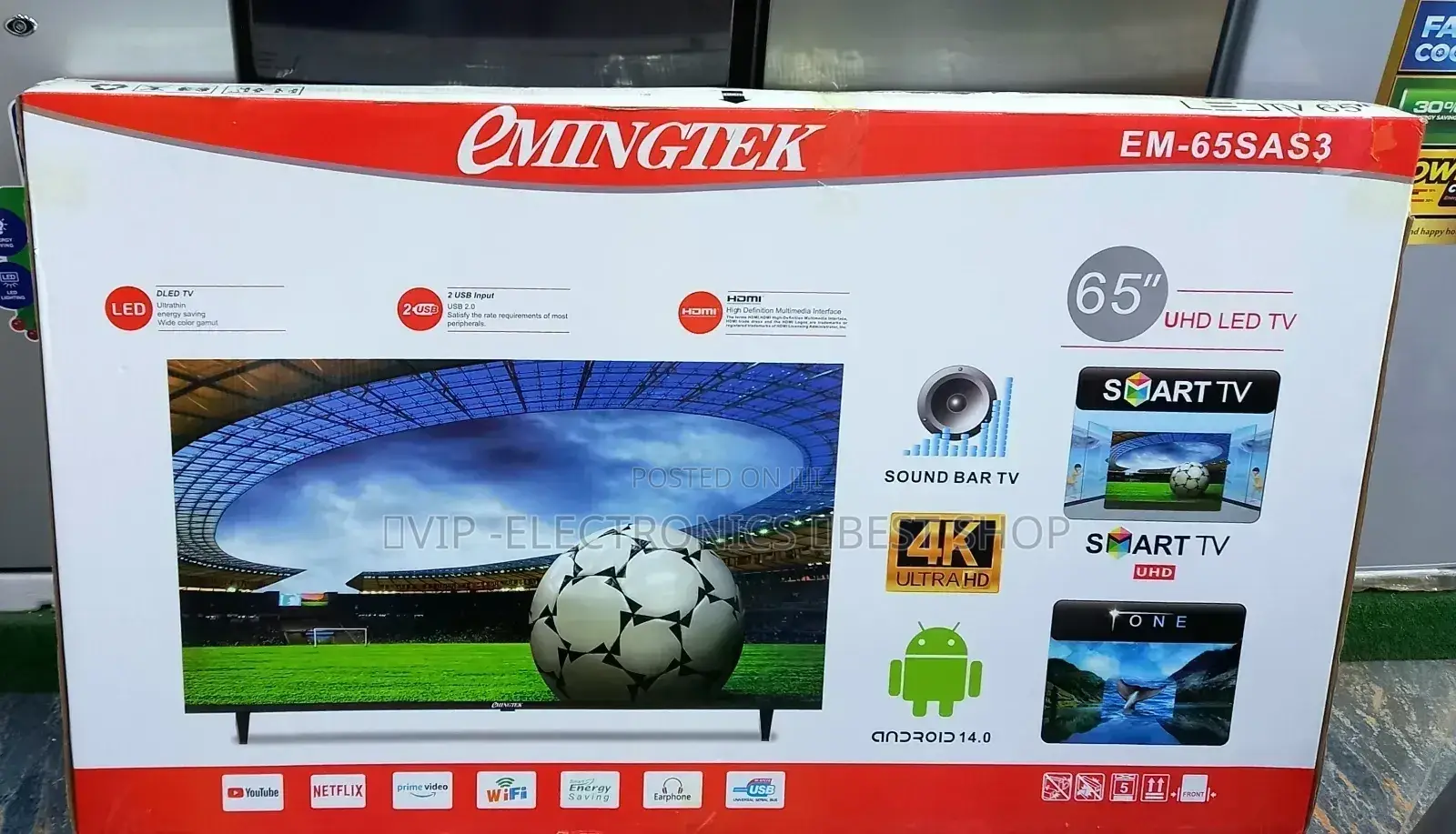 Emingtek 65 Inch Tv Smart Android 14.0 Frameless New2025 Tv
