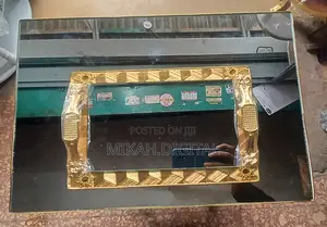 Golden Rectangular Glass Top Rekebot | ወርቃማ ባለመስታወት ረከቦት