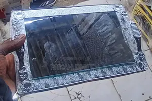 Silver Rectangular Glass Top Rekebot | ብርማ ባለመስታወቱ ረከቦት