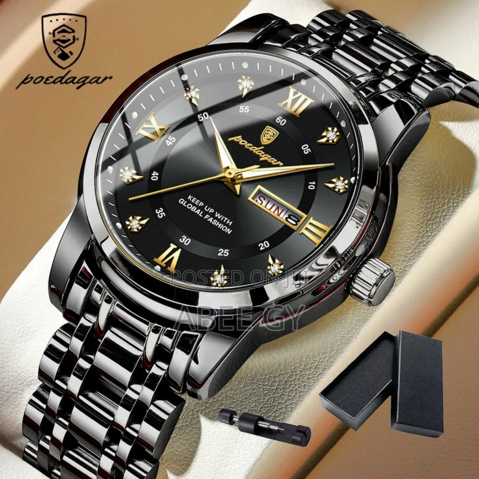 Poedagar Men Wristwatch Stainless Steel Mens Sports Quartz Watches