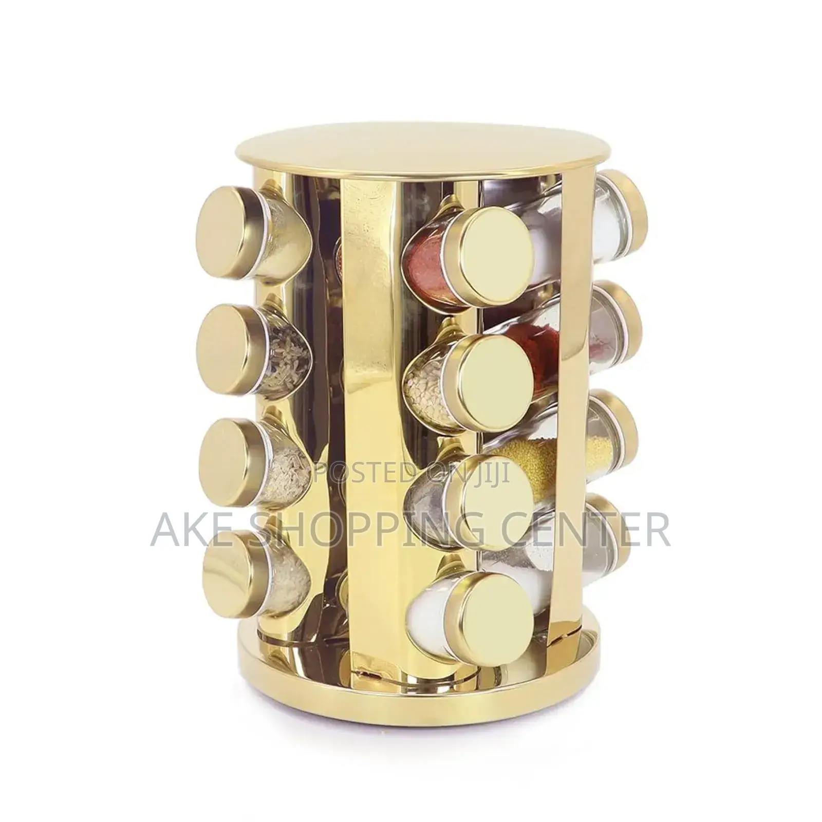 አዲስ ባለ 12 ቅመም መያዣ (የሚሽከረከር)Modern Gold Black Kitchen Spice Organizer