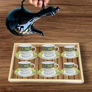 1. የጠረጴዛ ረከቦት/ ሰርቪስ መሆን የሚችል
2. 6 ስኒ
3. ሴራሚክ ጀበና