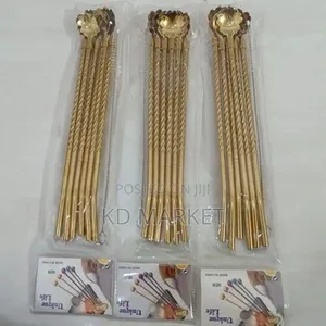 6pcs Reusable Drinking Stainless Straws With Cleaning Brush