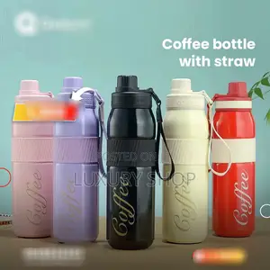 Photo - Coffee Thermos Bottle 600ml - Water Bottle With Straw