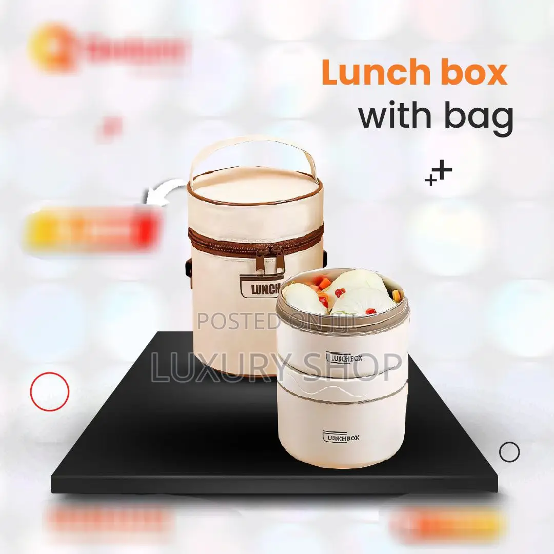 በውስጡ የተለያየ መጠን ያላቸው 
የምሳ ዕቃወች የያዘ
LeakpRoof
Stainless Materials