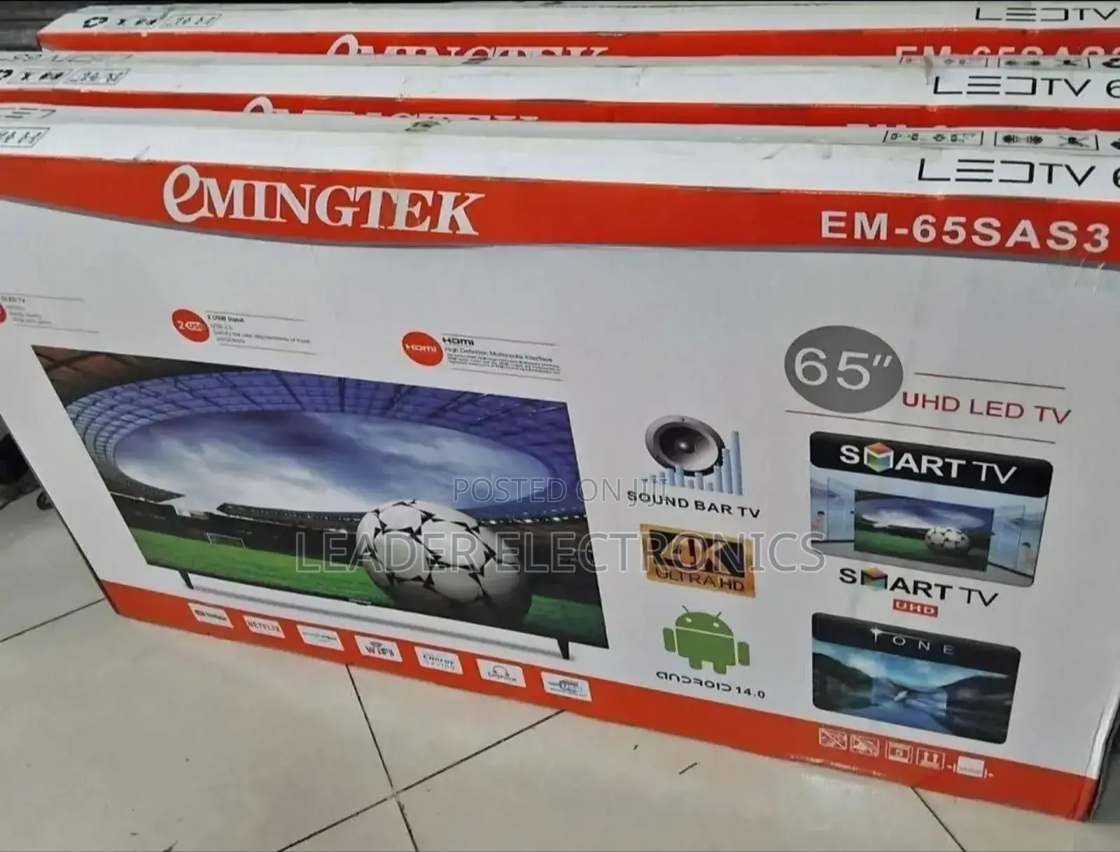Emingtek Tv 65" Smart Android Tv New 2025 Frameless Design